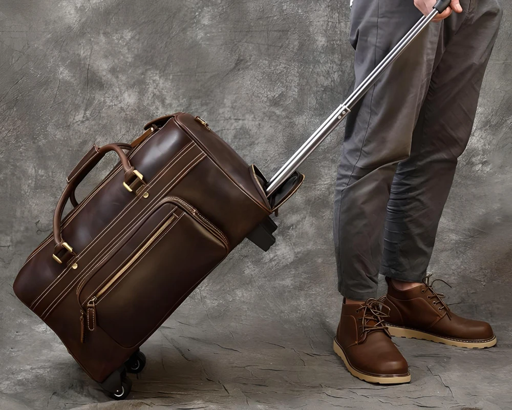 mens leather carry on luggage